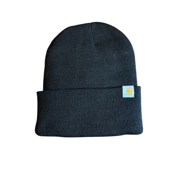 Carhartt Black Knit Hat with Gold Embroidery Logo on Both Sides - Picture 2 of 4
